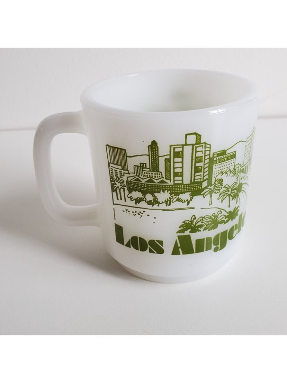 Los Angeles California Milk Glass Mug Skyline Map USA Buildings Vintage - Picture 4 of 7